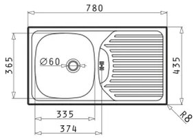 Pyramis 100139001 - Kuchynský drez ET78 78x43,5 cm satin