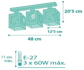 Dalber D-63233NH - Detské stropné svietidlo MOONLIGHT 3xE27/60W/230V