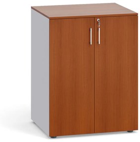 Kancelárska skriňa s dverami PRIMO 2023, 800 x 640 x 1030 mm, 2 police, sivá / čerešňa