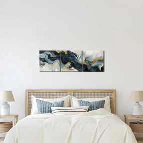 Obraz - Mramorovaná kresba (s hodinami) (90x30 cm)