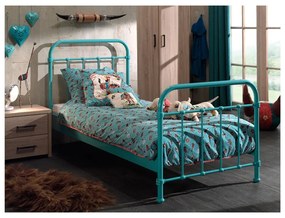 Mätovozelená kovová detská posteľ Vipack New York, 90 × 200 cm