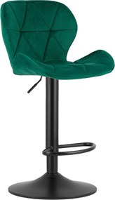 Sada 2 barových stoličiek WEST zamatová zelená / čierna podnož