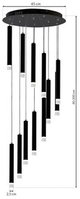 Závesné svietidlo Carbon, 12x biele kovové tienidlo, b