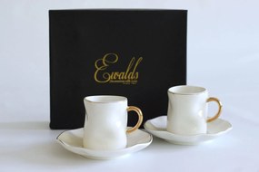 EWALDS Biele porcelánové šálky espresso s podšálkou 2ks