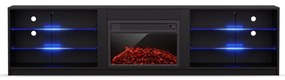Perth Medium Lowboard TV skrinka s elektrickým krbom, 160 x 40 x 30 cm, LED