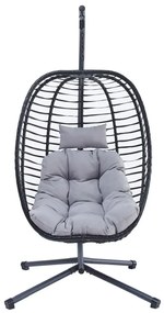 Autronic, Záhradné závesné kreslo, kov, polyratan, sivé, AZ-V1289 GREY