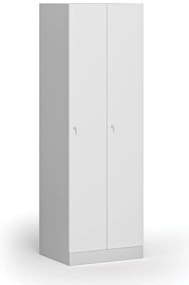 Kovová šatníková skrinka S1, 2-dverová, 1850 x 600 x 500 mm, cylindrický zámok, laminované dvere, biela