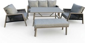 Sada zahradního nábytku pro 5 osob Houseland Atessa hnědá/šedá