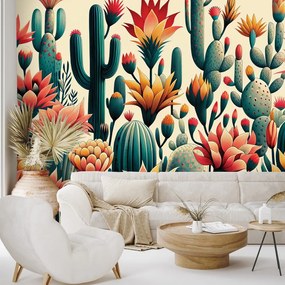 Tapeta farebné kaktusy v púšti