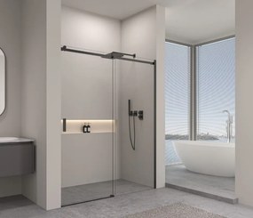 Erga Lynn, posuvné sprchové dvere do otvoru 130x195 cm, 8mm číre sklo, čierny profil, ERG-V02-LYNN-D130-CL-BK
