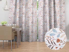 Biante Dekoračný záves Leona LN-163 Jesenné vetvičky na bielom 130x140 cm