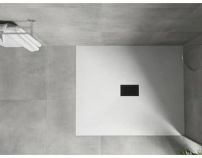 Mexen Hugo, obdĺžniková sprchová vanička SMC 130 x 100 cm, biela, čierna krytka, 42101013-B