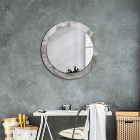 Okrúhle ozdobné zrkadlo na stenu Abstraktný biely kryštál fi 70 cm