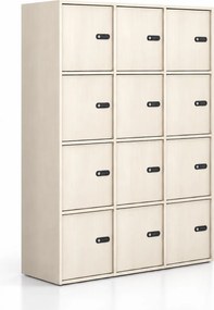 Kancelárska skriňa FRAME, 12x dvere, 1299 x 450 x 1735 mm, mechanický kódový zámok, dub prírodný