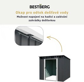 Zahradní domek BestBerg ZDSL-6S / 6,6 m² / 238 x 279 x 203 cm / světle šedá