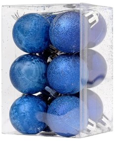 Vianočné gule - modré 12ks mix 3cm