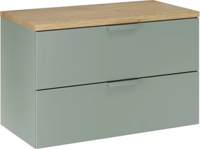 Závesná skrinka pod umývadlo Aster s doskou 80 cm zelená/dub cremona