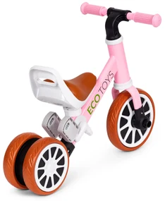 Odrážadlo/Balančný bicykel s pedálmi 2v1 ružová ECOTOYS