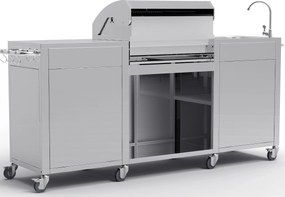 Nerezová záhradná BBQ kuchyňa s umývadlom BestBerg BBBQ-29SS / 5 horákov / 17,2 kW / strieborná