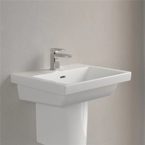 VILLEROY &amp; BOCH Subway 3.0 závesné umývadlo s otvorom, s prepadom, 550 x 440 mm, Stone White, s povrchom CeramicPlus, 4A7055RW