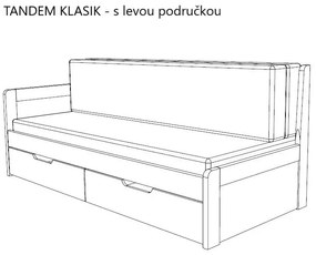 BMB TANDEM KLASIK s roštom a úložným priestorom 80 x 200 cm - rozkladacia posteľ z lamina vysoká pravá, lamino