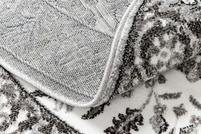 Koberec MATEO 8037/644 ramka, kvety - štrukturálny sivý kruh