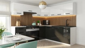 Kuchynská linka Belini 360 cm biely lesk / čierny lesk s pracovnou doskou Lidiauniqa2  INF LIDIAUNIQA2/4/WT/WB/0/B1