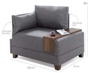 Ľavé rohové kreslo TULA, šedé