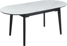 Vintino Rozkladací jedálenský stôl ELIAN 140–180 cm – biely mramor / čierna