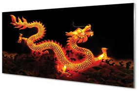 Sklenený obraz Gold dragon 140x70 cm