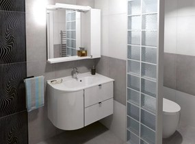 Sapho Sapho, PULSE galérka s LED osvetlením 2x3W, 75x80x17cm, pravá, biela/antracit (PU078P), PU078-3034