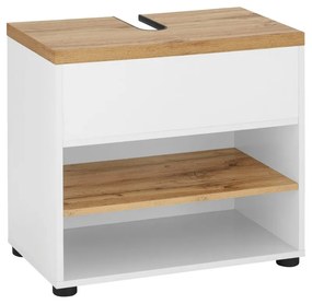 Biela skrinka pod umývadlo v dekore duba 60x57 cm Thessa – Støraa