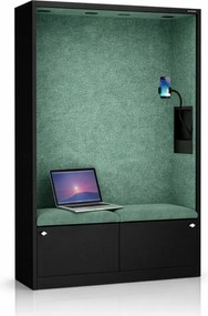 Akustická kabína SALLY MentalBox 1150 mm – čierny korpus, zelené sedadlo