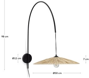 Nástenné svietidlo v čierno-prírodnej farbe Rosella – Kave Home