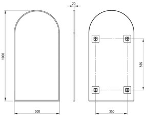 Deante Silia, zarámované závesné zrkadlo 500x1000mm, grafitová matná, DEA-ADI_D851