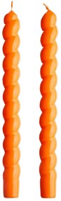 TWISTED Sada lesklých sviečok 2 ks 25,5 cm - oranžová