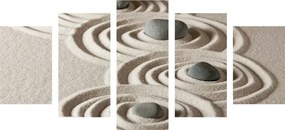 5-dielny obraz Zen kamene v piesočnatých kruhoch - 200x100