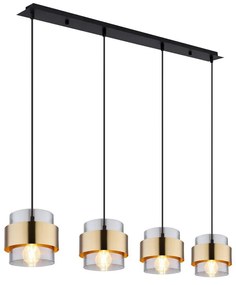Globo 15560-4H - Luster na lanku MILEY 4xE27/60W/230V čierna/mosadz