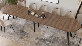 Mazzoni EXPANSO Hnedý dub / čierne nohy - OVÁLNY ROZKLADACÍ STÔL 160-360 cm PRE 16-18 OSÔB