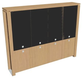 Vysoká skriňa Verno+ 260 x 46 x 210 cm, kombinované dvere, dub svetlý / čierna