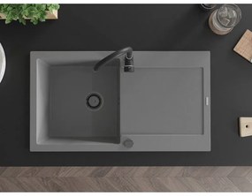 Mexen Leo, drez granitový 900x500x190 mm, 1-komorový, šedá s čiernym sifónom, 6501901010-71-B