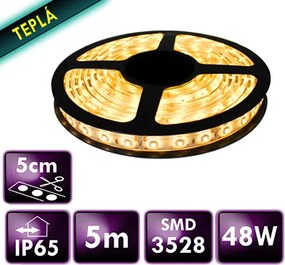 ECOLIGHT LED pásik - SMD 2835 - 5m - 120LED/m - 9,6 W/m - IP65 - teplá biela