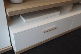 Obývacia stena Caracas Media, dub/biely lesk, s osvetlením