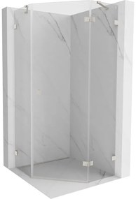 Mexen Lunar, päťuholníkový sprchový kút s pravým sklonom 90 x 90 cm, 8mm číre sklo, oceľový profil, 831-090P-090L-97-00-P