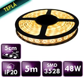 ECOLIGHT LED pásik - SMD 2835 - 5m - 600/5m - 9,6 W/m - IP20 - teplá biela