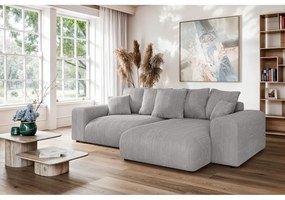 Svetlosivá menčestrová rozkladacia rohová pohovka s úložným priestorom (variabilný roh) Luma – Ropez