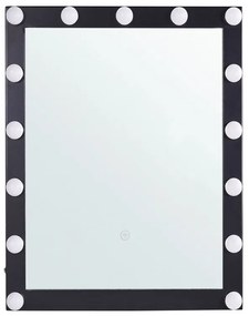 Nástenné LED zrkadlo kovové 50 x 60 cm čierne ODENAS Beliani