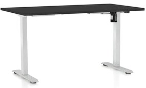 Výškovo nastaviteľný stôl OfficeTech A, 140 x 80 cm, biela podnož, čierna