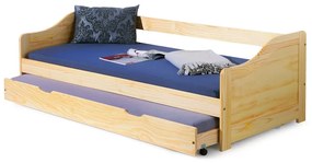 HALMAR Laura 90 drevená rozkladacia posteľ s prístelkou borovica