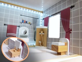 KIK Drevený domček pre bábiky s nábytkom a LED osvetlením, 78 cm, biely